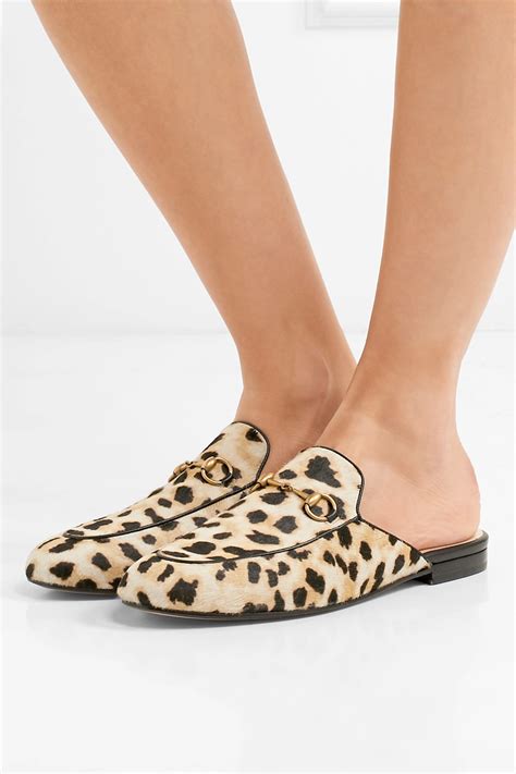 gucci leopard-print calf hair loafers|gucci wedge loafers.